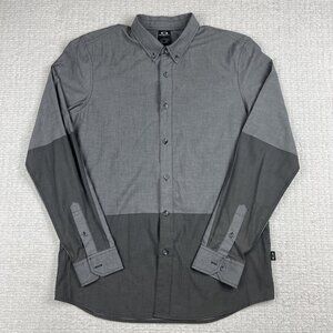 Oakley Shirt Gray Color Block Button down Long Sleeve Men Sz M Slim Fit